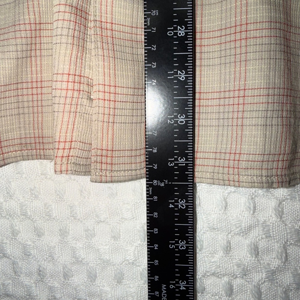LL Bean Mens‎ Large Short Sleeve Plaid Button Down Shirt Tan Cotton Outdoors - Picture 5 of 5